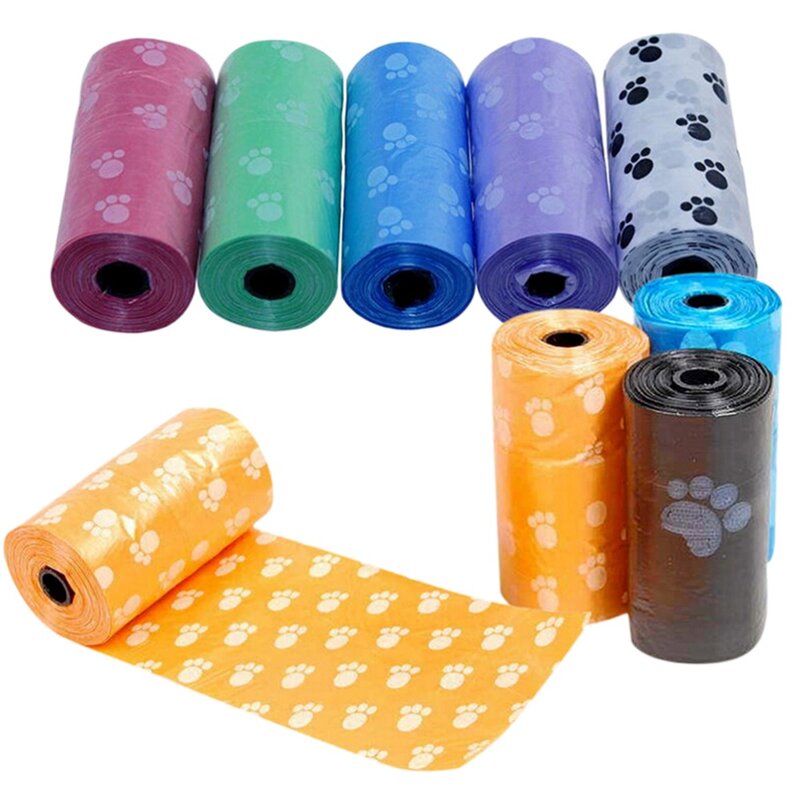 New Hot Sale Degradable Pet Dog Waste Poop Bag With Printing Doggy Bag For Cat Dog Color Random Delivery 1roll