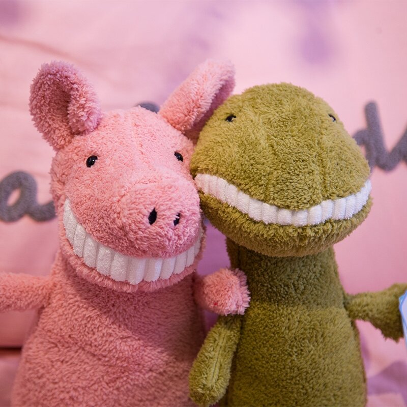 Peluches de animales con sonrisa Kawaii para niños, juguetes con dientes grandes, unicornio, conejo, hipopótamo, dinosaurio, tiburón, Koala, 28CM