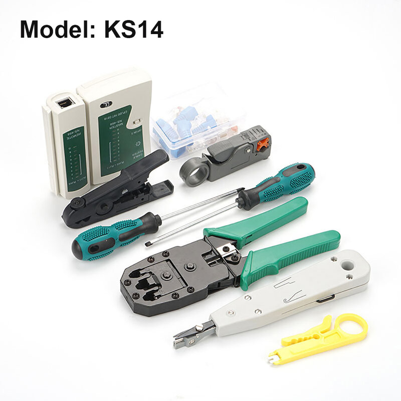 OULLX Toolkit Lan Tester RJ45 Crimping Pliers Portable LAN Network Repair Tool Kit Cable Tester AND Plier Crimp Crimper Clamp