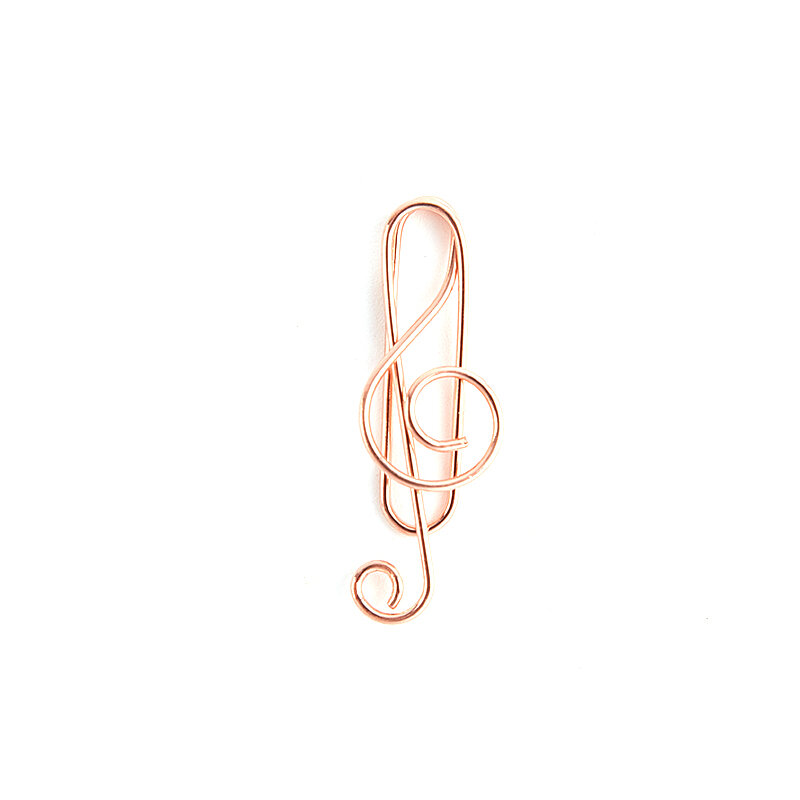20pcs Mini Rose Gold  Note Paper Clips Decorative Gold Music Binder Shape Decor Stationery Supplies For Office Clips