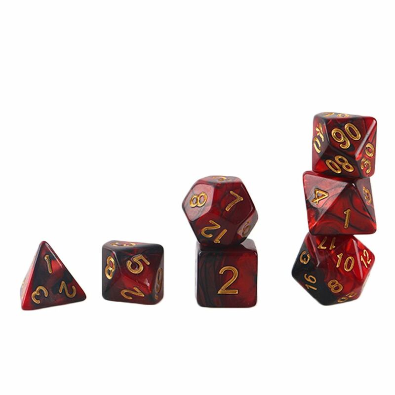 7-Die/Set New Acrylic Dice Set For TRPG DND Polyhedral 7-Die Lidescent Glitter Digital Dice Entertainment Game Accessories