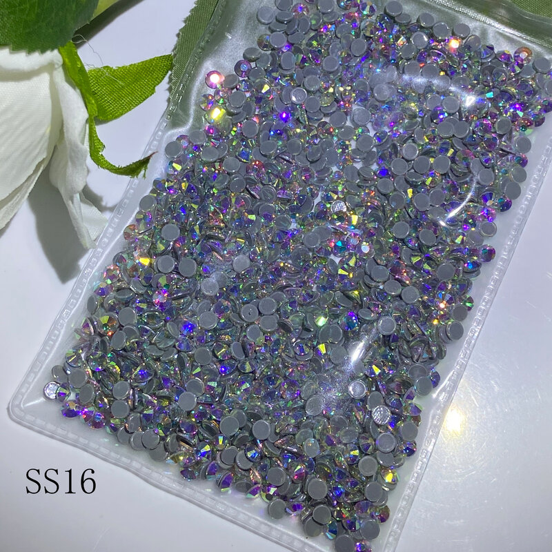 10 bags  AB Color SS16 1440pcs/bag  DMC Hot Fix Rhinestone Crystal Flatback Loose Strass Rhinestone for clothes bags accessaries