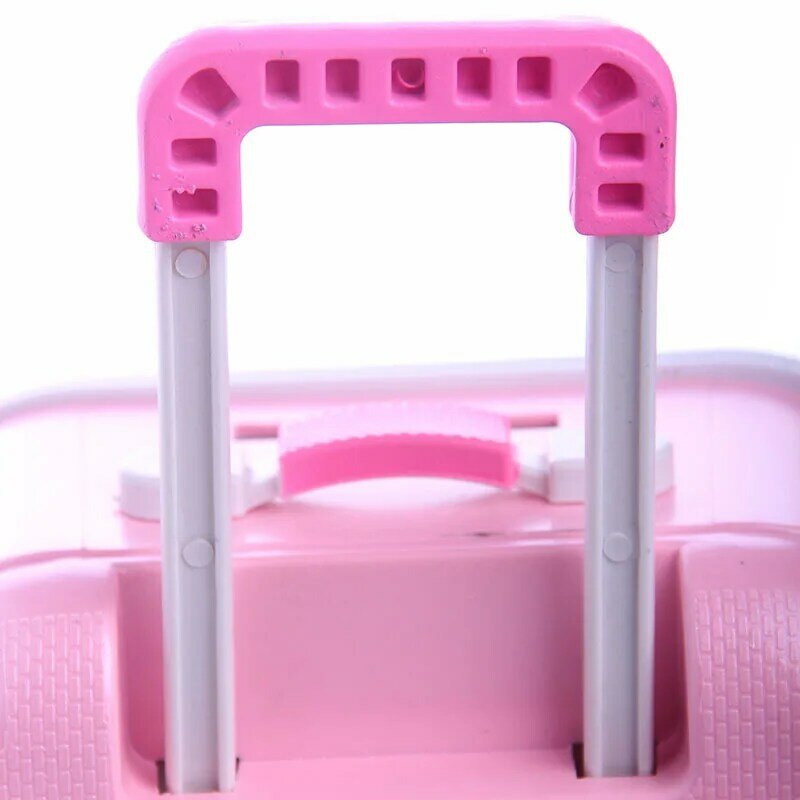 Zestaw akcesoriów dla lalek walizka amerykańska lalka różowa srebrna walizka podróżna dla lalek 18 Cal