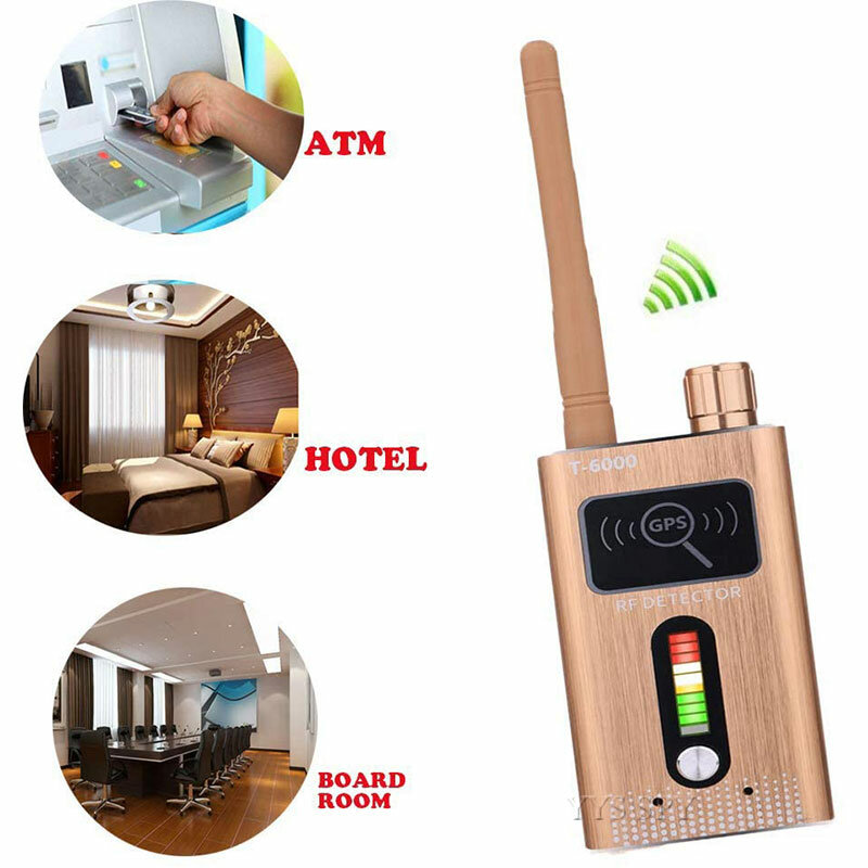 Detector de señal RF T6000, dispositivo antirrobo con cámara oculta, artilugios espía, rastreador GPS GSM, inalámbrico, Audio Bug para buscador de interferencias