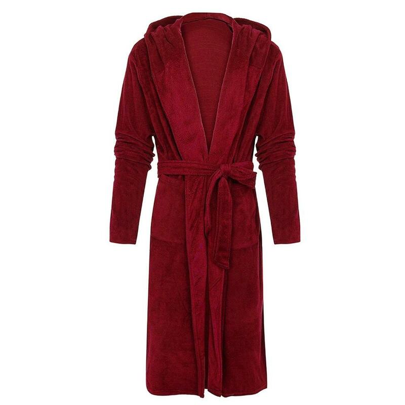 Mannen Nachtjapon Badjas Kimono Mannen Winter Pluche Verlengd Sjaal Badjas Home Kleding Lange Mouwen Robe Coat