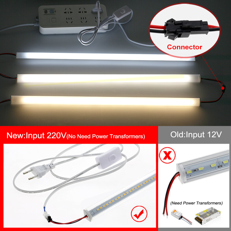 V Berbentuk LED Lampu Bar 220V 50Cm 72LEDs Sudut Dinding LED Tabung Dapur Di Bawah Kabinet Cahaya 1-6 Buah Set