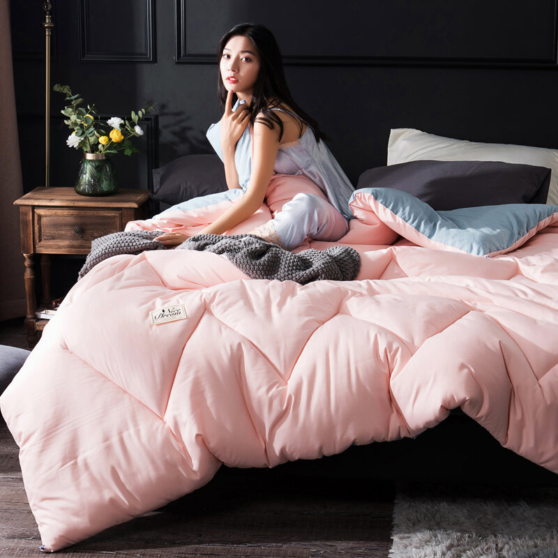 5 farben wählen 100% Reiner Wolle Winter Quilt Tröster Decke Bettdecke Füllung Mit Baumwolle Abdeckung Twin Königin König Größe