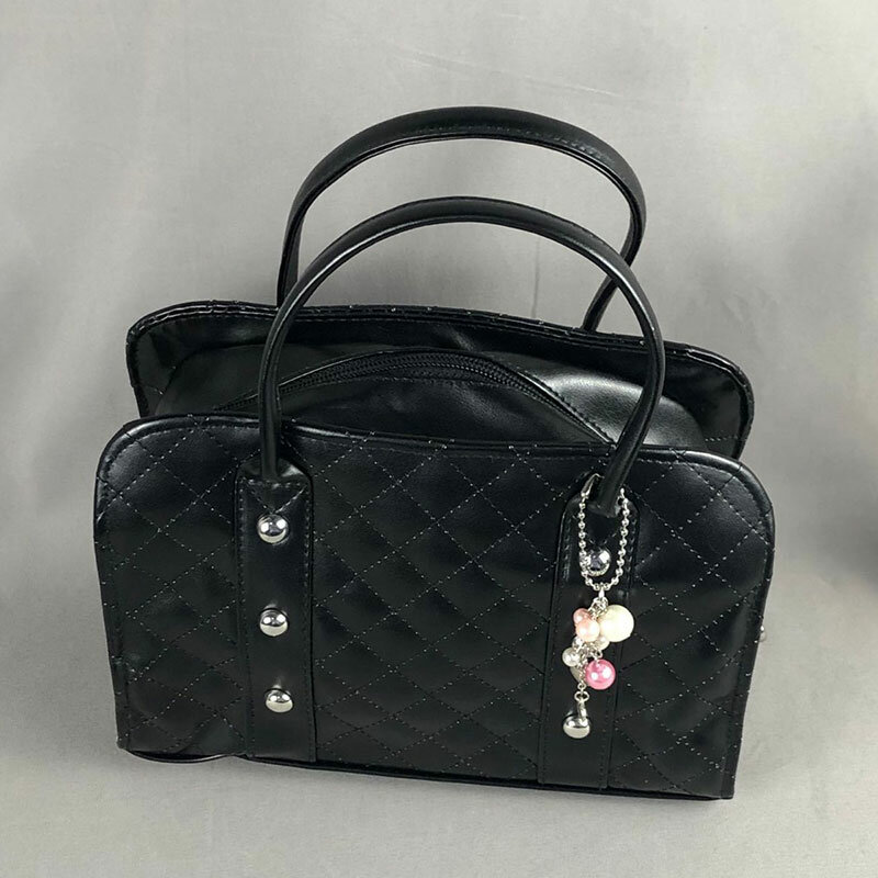 Vintage diamante verificar bolsa feminina rebite preto macio couro do plutônio shopper bolsa moda versátil maquiagem viagem saco de armazenamento