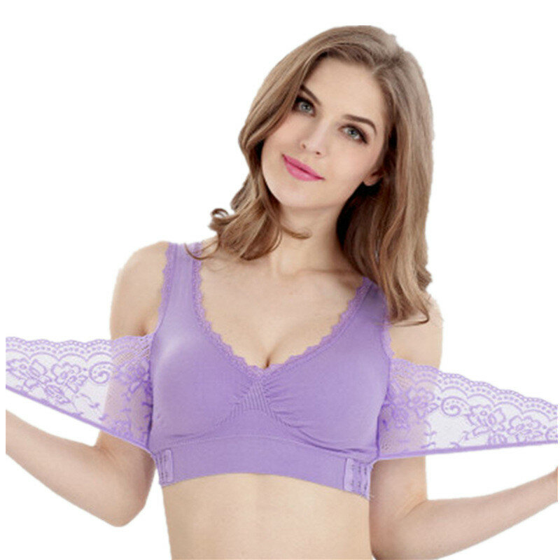 3XL Plus Size Sexy Lace Bralette Solid Cross Side Buckle Bra Brassiere Wireless Push Up Bras for Women Lingerie Sleep Underwear