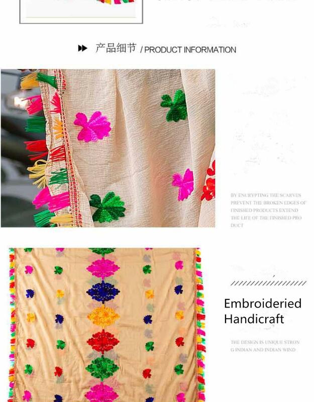 2020 la India estilos étnicos dama bordado Sari mantón de la gasa de la hermosa gran multicolor Hijab cómodo hiyab mujer bufanda
