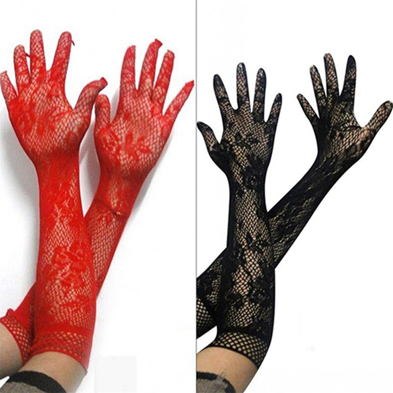 Модные женские перчатки, сексуальные тянущиеся кружевные перчатки оперы, Длинные рукавицы, Вечерние перчатки для выпускного вечера