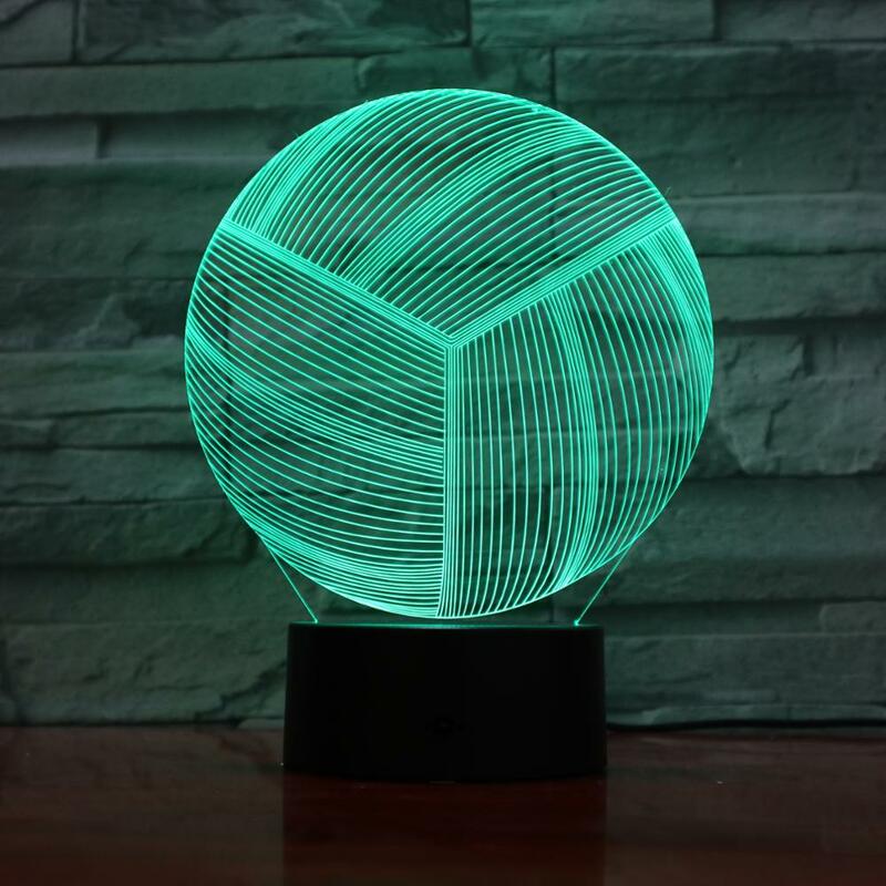 Volleyball Shape 3D LED Night Light with 7 Colors Light for Home Decor Lamp Amazing Visualization Optical Illusion Light 954