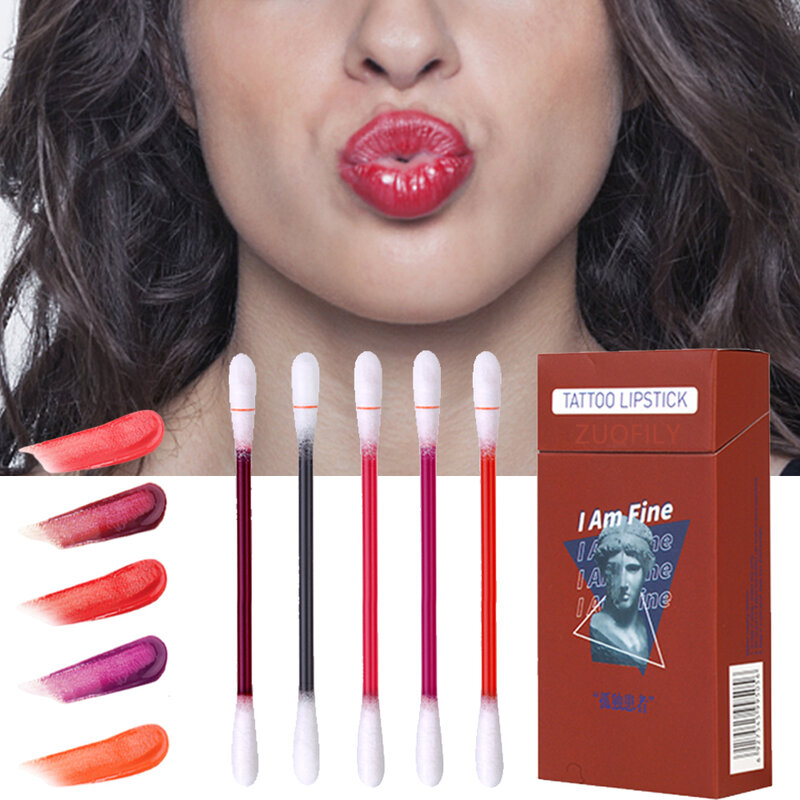 20 Pieces/Set Lipstick Cigarette Cotton Swab Lipstick Portable Waterproof Liquid Non-Stick Cup Tattoo Lipstick Lip Tint Lipgloss