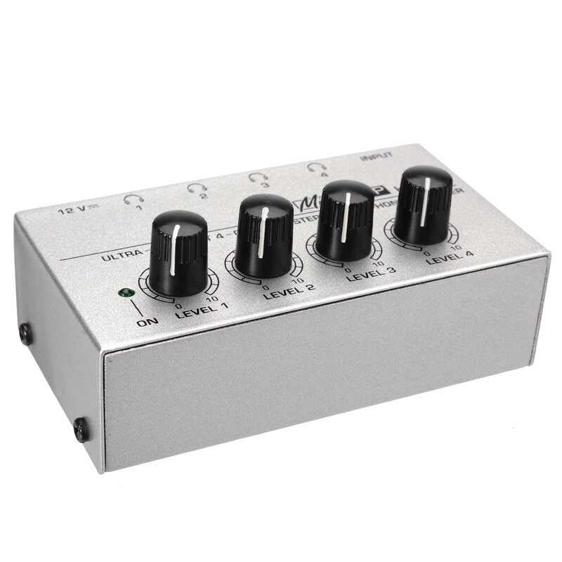 AMPLIFICADOR DE AURICULARES HA400 Amp Ultra compacto de 4 canales, amplificador de audio estéreo plateado con adaptador 12V DC EU Mayitr