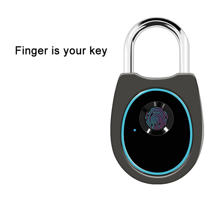 AMS-USB Smart Fingerprint Lock Rechargeable Keyless IP66 Waterproof Anti-Theft Digital Padlock for Locker, Door, Luggage, Backpa