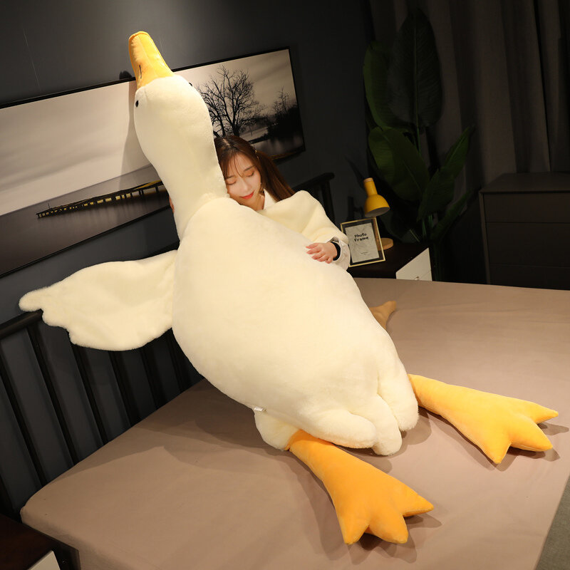 Big White Goose Plush Toy para crianças, boneca de pato gigante, pelúcia macia, travesseiro de dormir, almofada do sofá, presente de aniversário, 50-190cm
