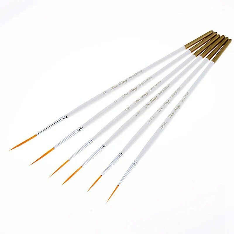6Pcs ยาว/สั้น Hook Line ปากกาสีแปรงไนลอน Nail Art Line ปากกาสำหรับภาพวาดอุปกรณ์ศิลปะ