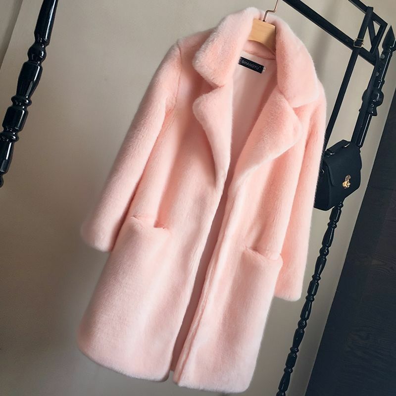 女性の模造毛皮のコート,フェイクファーの新しい暖かくて厚い秋の冬のジャケット,c686