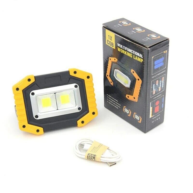 Portable Rechargeable Flood Light LED Work Light Emergency Night Market Light USB Rechargeable Flashlight Use 18650 Battery 30W