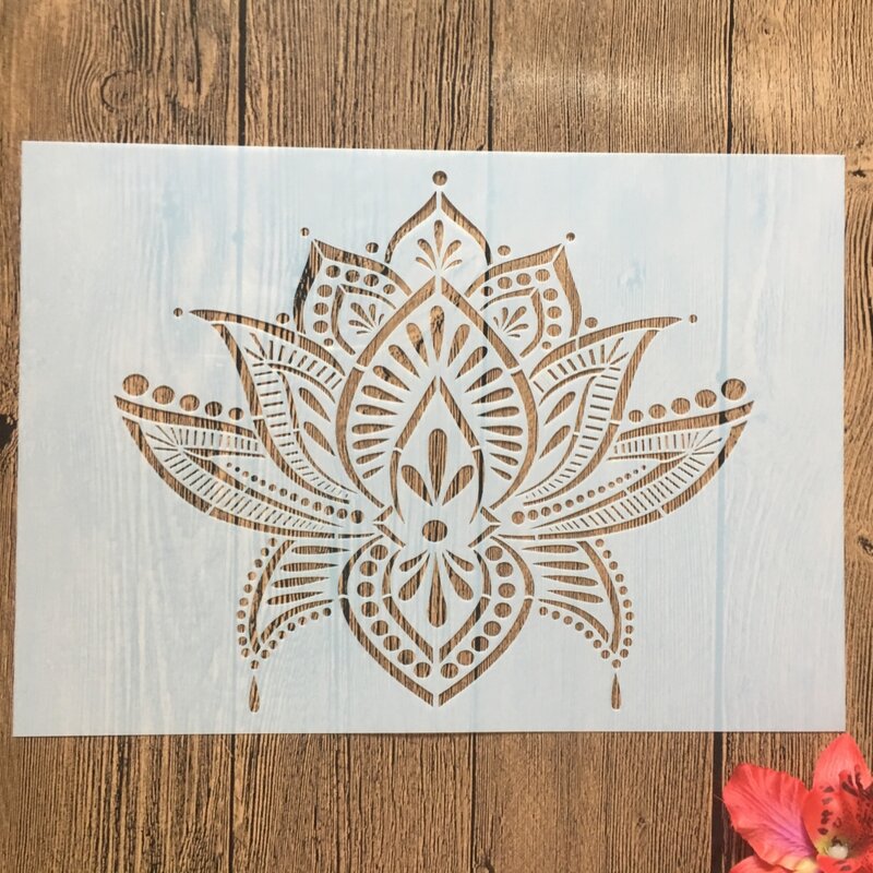 A4 29cm Lotus Blume DIY Schichtung Schablonen Wand Malerei Sammelalbum Färbung Präge Album Dekorative Papier Karte Vorlage