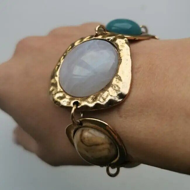 2024 New za Indian Vintage Bracelets Jewelry Women Bohemian Ethnic Statement Charm Retro Resin Stone Bracelet Female
