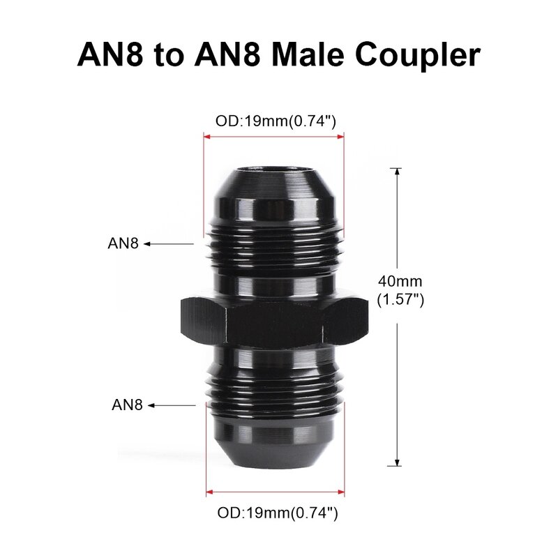 AN4 AN6 AN8 AN10 Aluminium Mannelijke Flare Unie Nitrous Olie Brandstofslang End Adapter Fitting Straight Een Mannelijk Naar Een mannelijke Koppeling