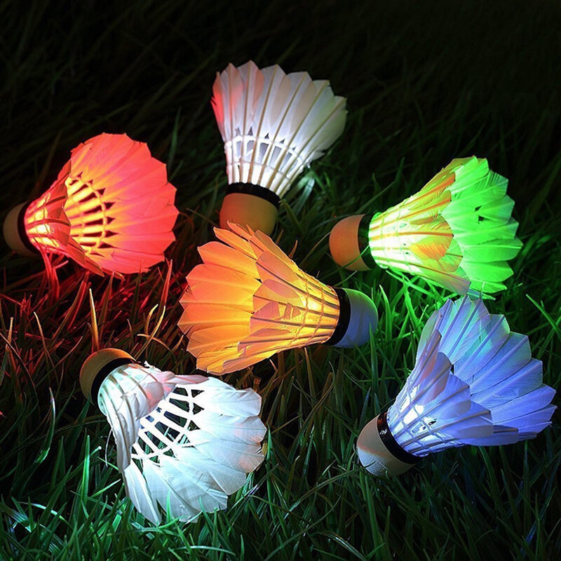 4/8 pçs iluminação badminton espuma bola cabeça luminosa colorido peteca esportes ao ar livre entretenimento noite bola de treinamento