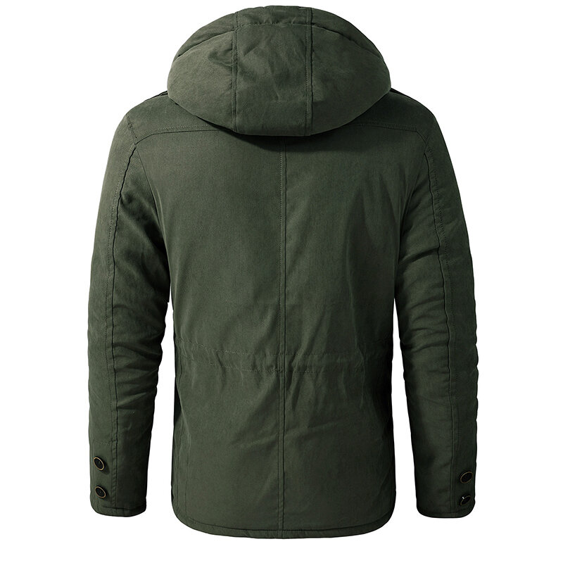 Men Winter Hooded Thick Fleece Cashere Cotton Parkas Cargo Jacket Hat Detachable Outwear Coat Male Outdoor Military Loose Parka