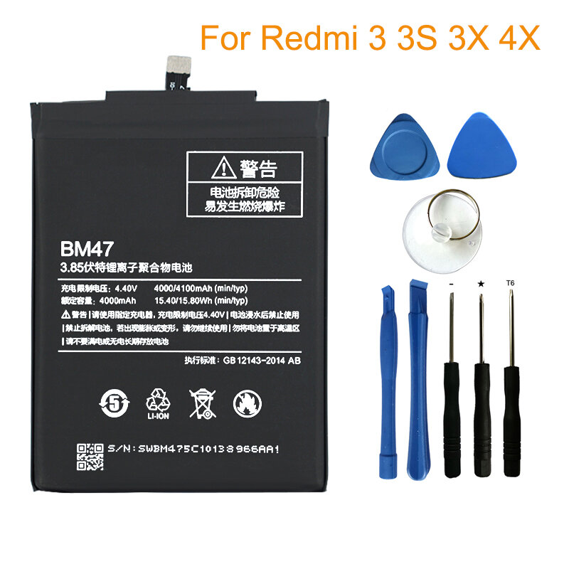 الأصلي الهاتف بطارية BM47 ل Xiaomi Redmi 3 3S 3X 4X Mi5 ملاحظة 3 برو 4 4x BM46 BN43 BN41 BM22 استبدال بطاريات شحن أدوات