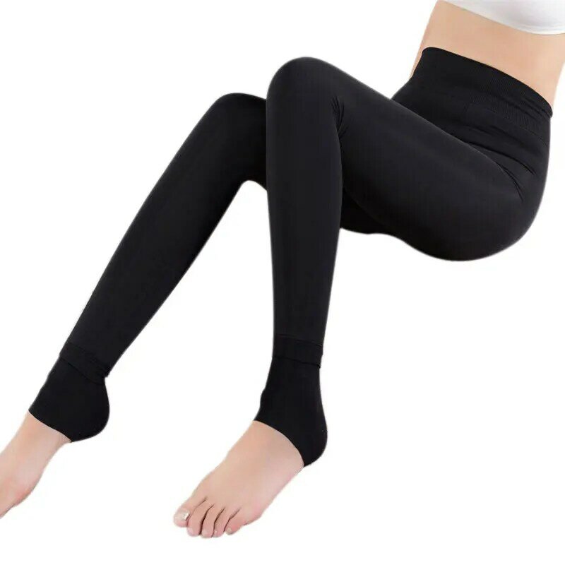 Legging Slim en polaire doublé pour femme, pantalon extensible, chaud, noir, gris, marron, Beige, nouvelle mode, hiver