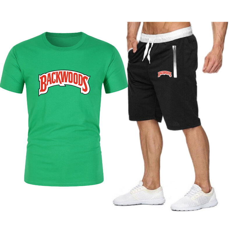 Marca backwoods t camisa dos homens calções de praia define 2021 verão calças de jogging roupas esportivas t-shirts streetwear harajuku topos tshirt estilo