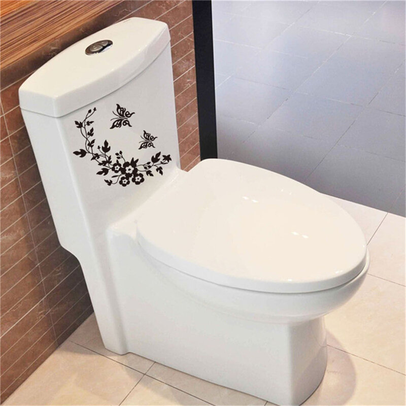 3D Butterfly Flower Toilet Seat Sticker, Decalque engraçado da novidade, Adesivos de parede na parede, Decoração para casa, Moda, 1pc