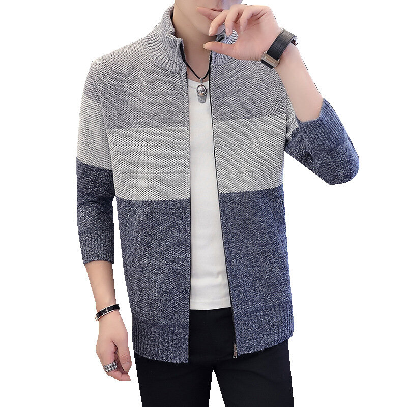 2020 남성 스웨터 코트 자켓 따뜻한 스웨터 포켓 가을 겨울 코트 패치 워크 자켓 남성 streetwear M-3XL