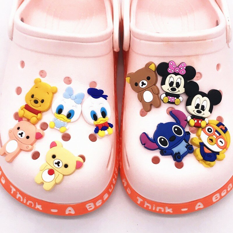 1pcs Shoe Charms Mickey Minnie Lilo&Stitch Shoe Accessories Garden Shoe Decoration for croc jibz Buckle Kid's X-mas Girls Gift