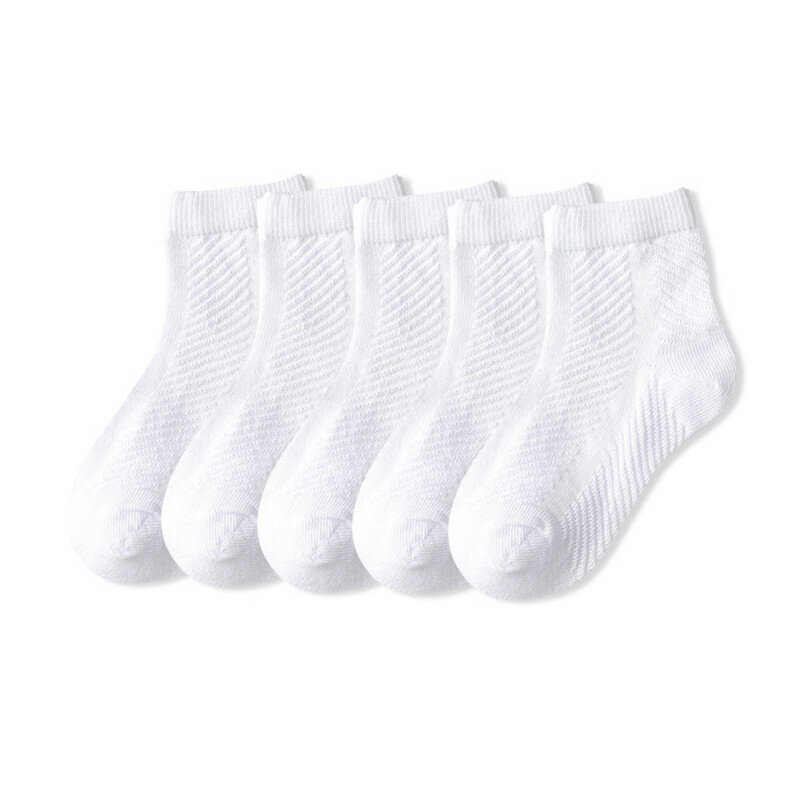 Calcetines de algodón para niños verano fino transpirable malla de punto suave blanco sólido moda niño niña bebé estudiante niños calcetines negros para 1-12 años
