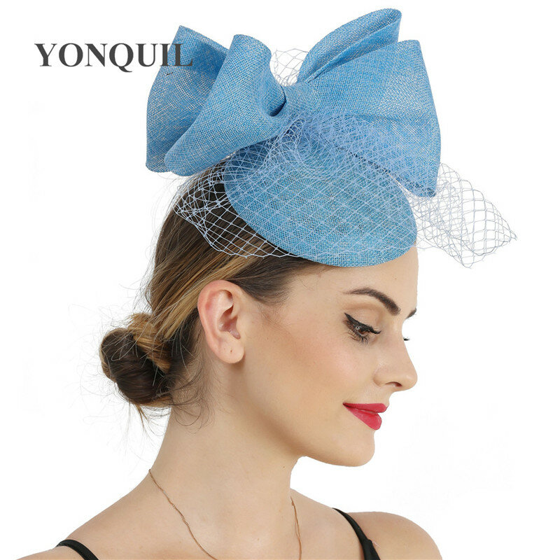 Fashion Bride Wedding Hats Fascinator Bow Hair Accessories Women Party Occasion Headpiece With Mesh Headwear Hairpin Millinery