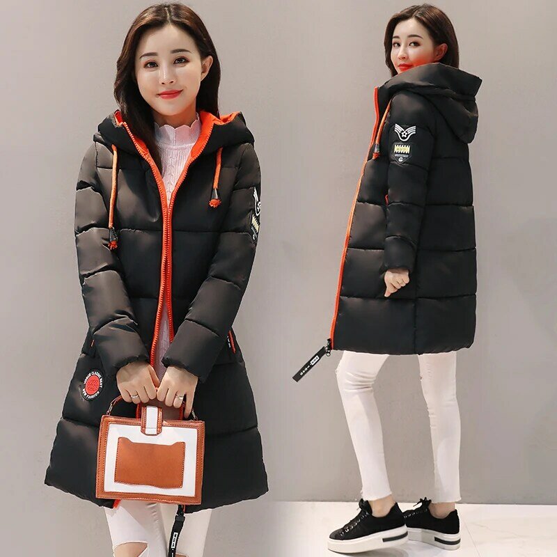 Parka con capucha para mujer, chaqueta gruesa de algodón con forro acolchado, abrigos básicos de invierno, 2019