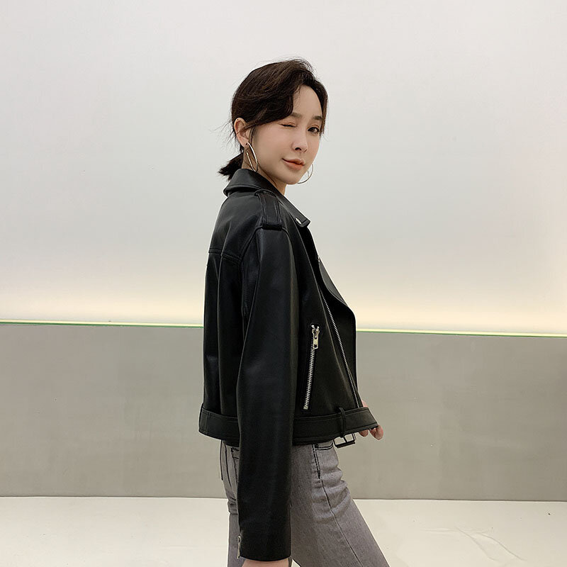 Ayune-Chaqueta de piel auténtica para Mujer, abrigo corto de piel de oveja auténtica, estilo coreano, SQQ78
