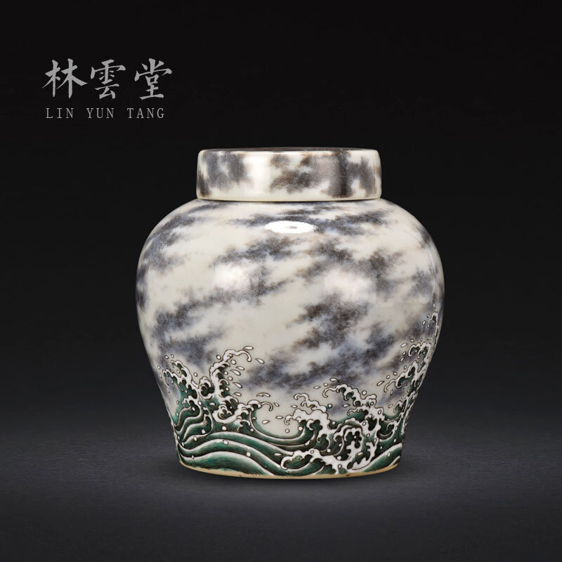 Tetera de cerámica hecho a mano con patrón de agua de mar Rojo, maceta sellada de dragon ball, accesorios para la ceremonia del té, Jingdezhen