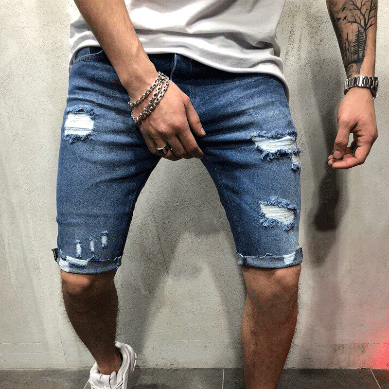 Zomer Nieuwe Mannen Stretch Korte Jeans Fashion Casual Slim Fit Hoge Kwaliteit Elastische Denim Shorts Mannelijke Merk Kleding