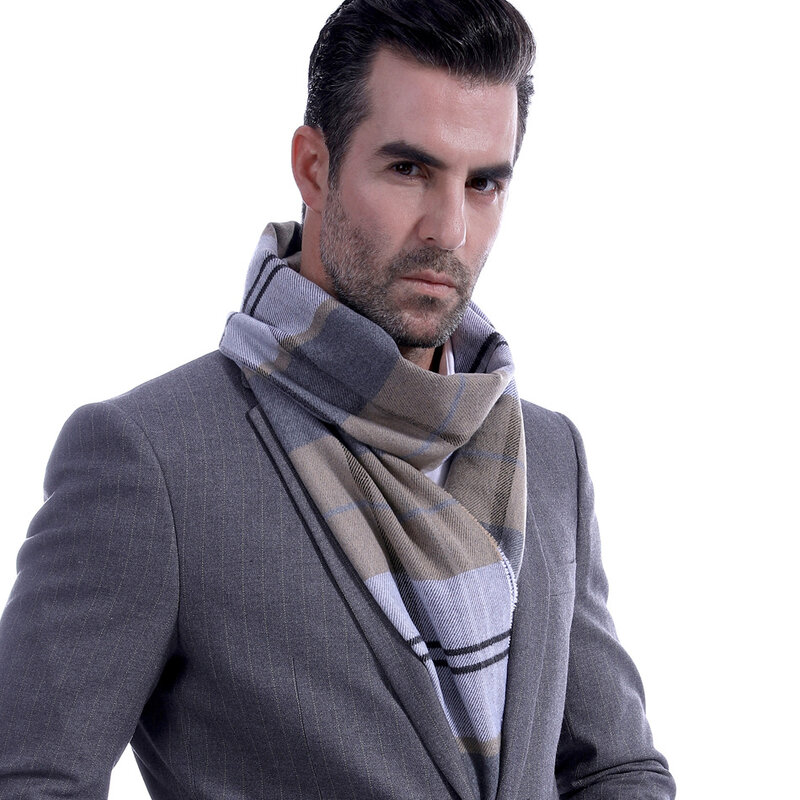 Новый стиль Клетчатый мужской шарф мужской студенческий плотный теплый нагрудник с бахромой