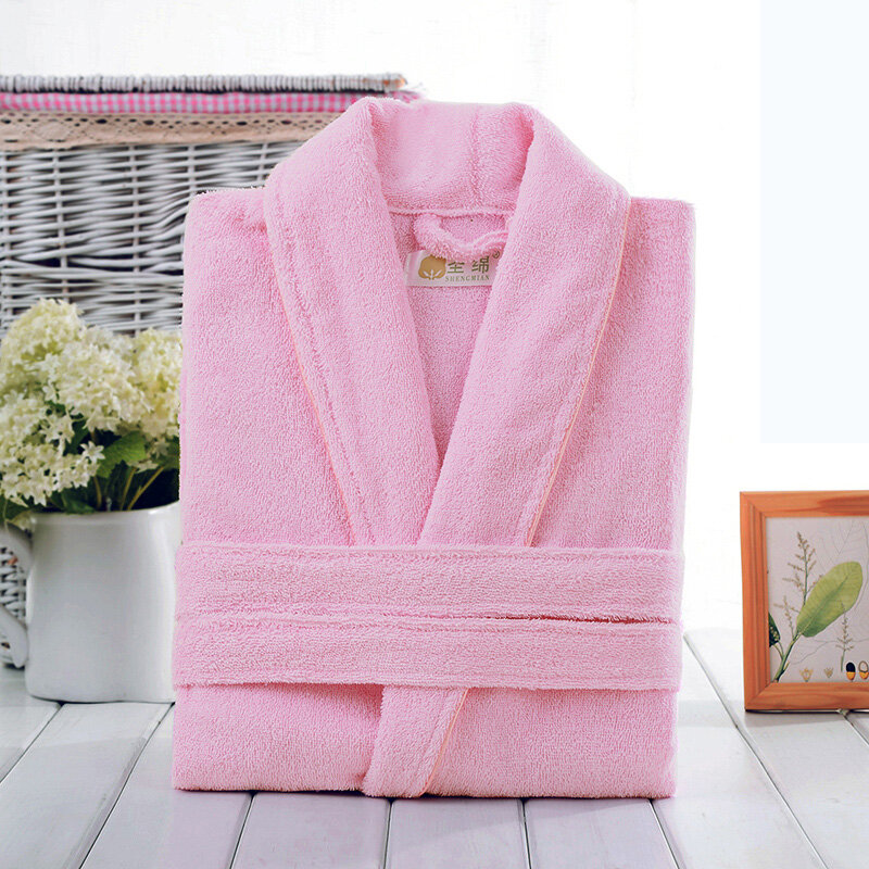 Bata de baño suave para hombres y mujeres, ropa de dormir informal, de rizo, 100% algodón, Unisex