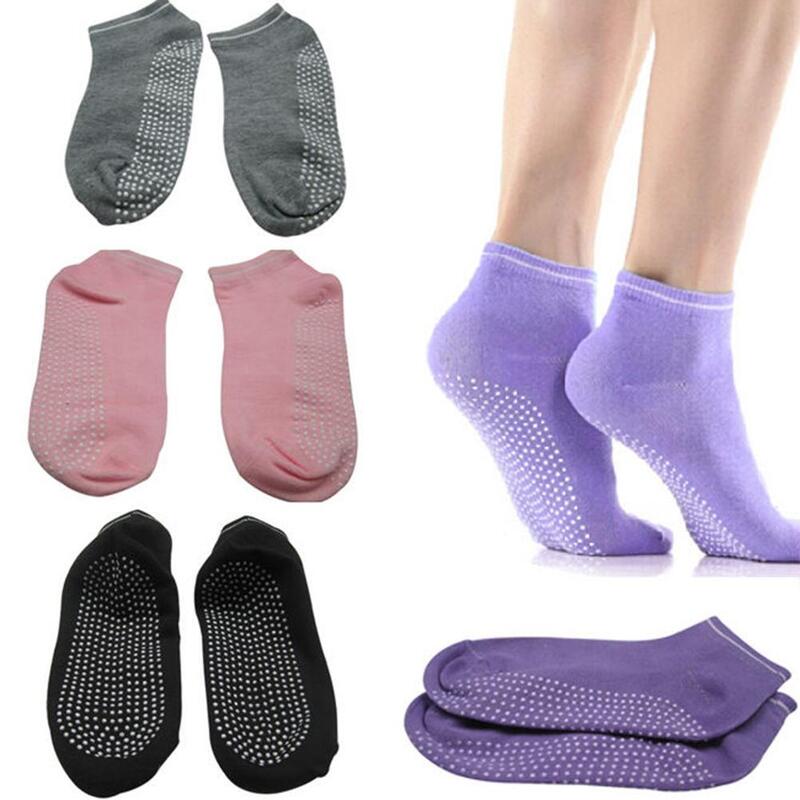 1 Pair Women Yoga Socks Quick-Dry Anti Slip Silicone Gym Pilates Ballet Socks Fitness Sport Socks Cotton Breathable Elasticity