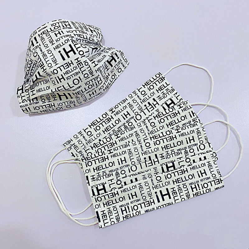 Mascarilla desechable con estampado de letras en inglés para adultos, Máscara protectora de 3 capas, antipolvo, transpirable, a la moda