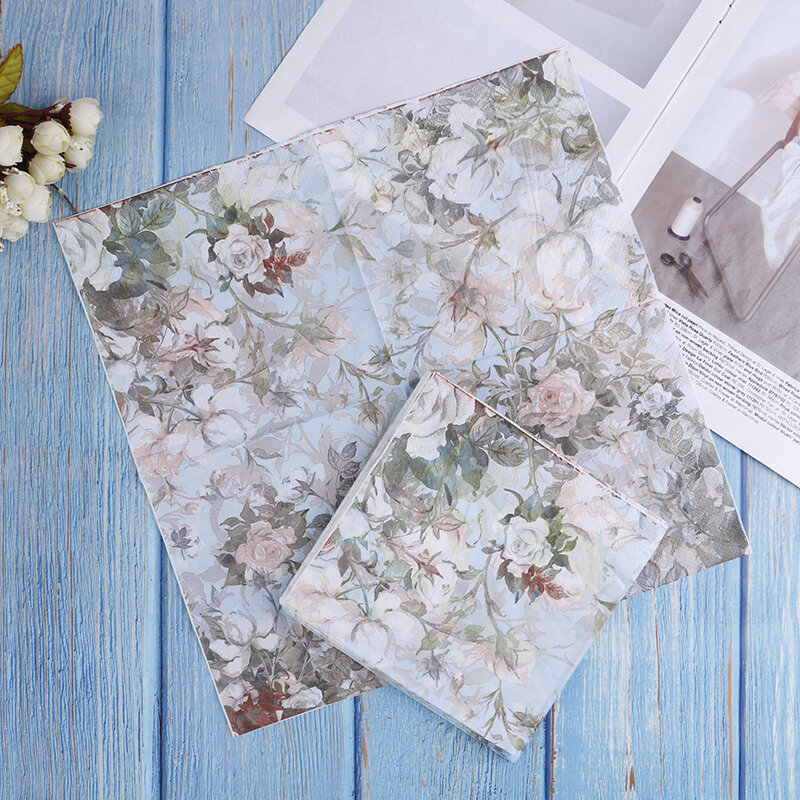 1Bag/20pcs Fashion Printed Feature Rose Paper Napkins Tableware Tissue Wholesale