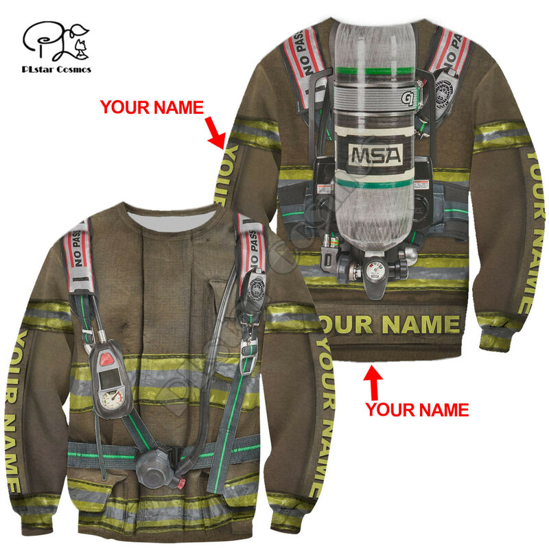 PLstar Cosmos Amazing ชุดนักผจญเพลิง Fireman 3D พิมพ์เสื้อ Hoodies ซิปสำหรับบุรุษและสตรี Casual Streetwear Q29