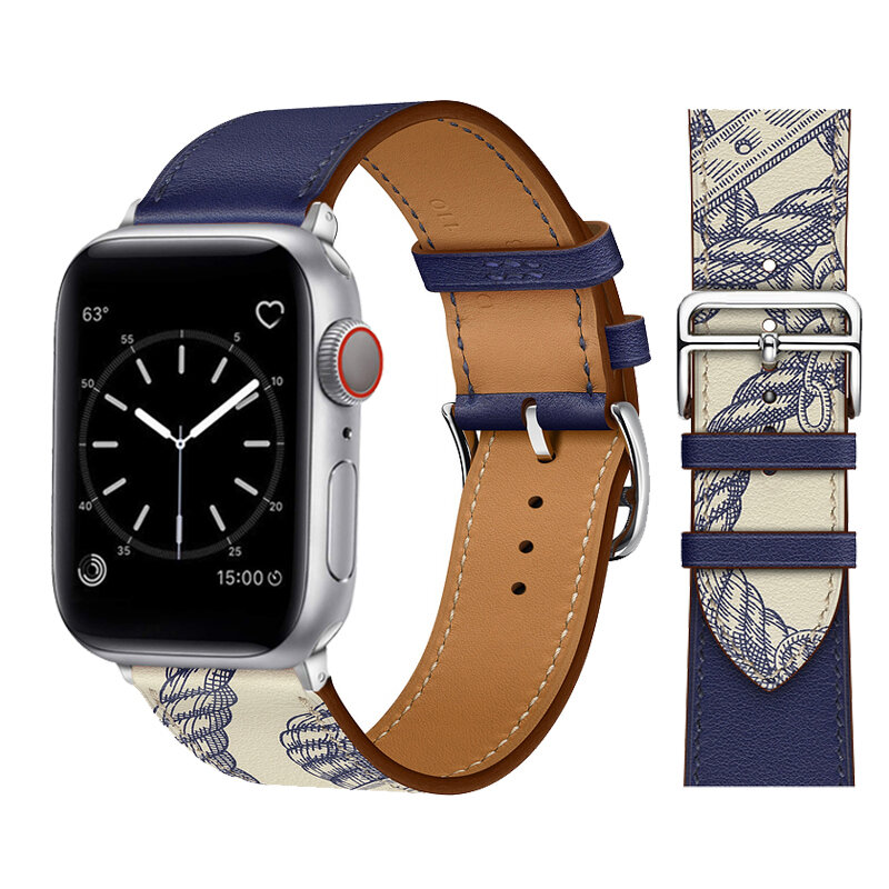 Pulseira de couro para Apple Watch Band, Pulseira, Pulseira, Acessórios iWatch, Série 9, 7, 8, SE, Ultra 2, 44mm, 45mm, 49mm, 41mm, 40mm