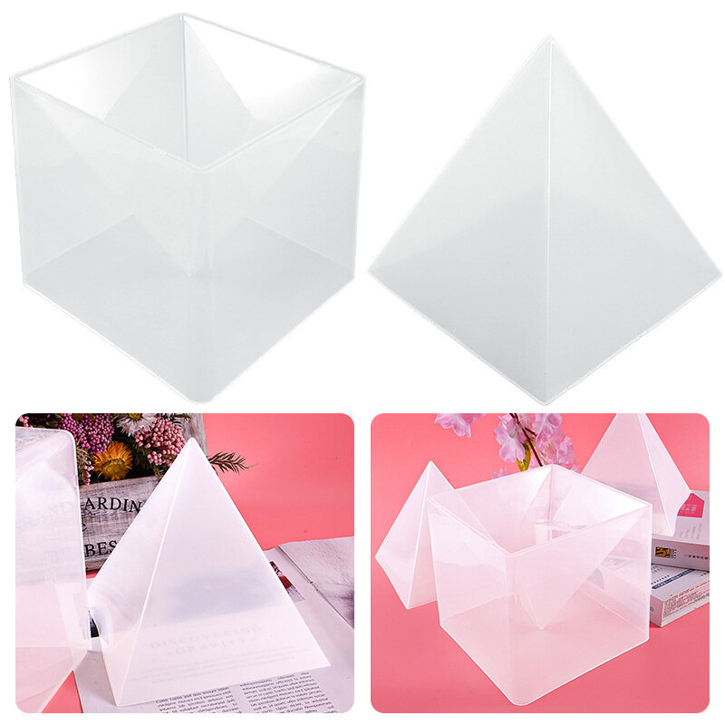 Molde de silicona 3D Super Pyramid, decoración de adorno hecho a mano, artesanía, epoxi, Color fino, crema, flor seca, 15cm