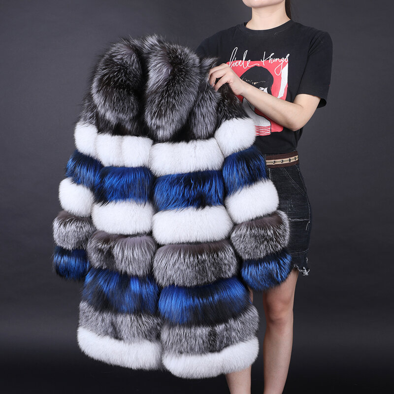 Maomaokong2020-abrigo de piel de zorro Natural para mujer, chaleco cálido, chaqueta de pie