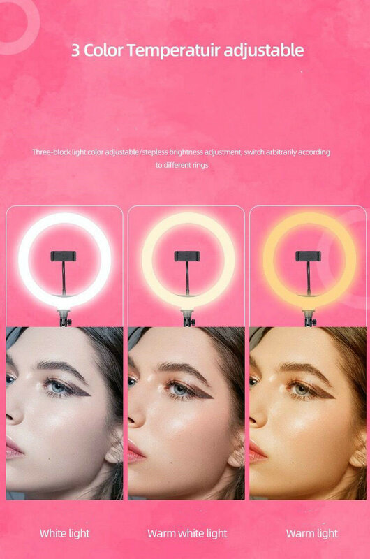 26cm Selfie LED Beauty Fill Ring Light USB powered W/Adjustable 1.6m Stand&Remote Shutter Studio Youtube Live stream Broadcast
